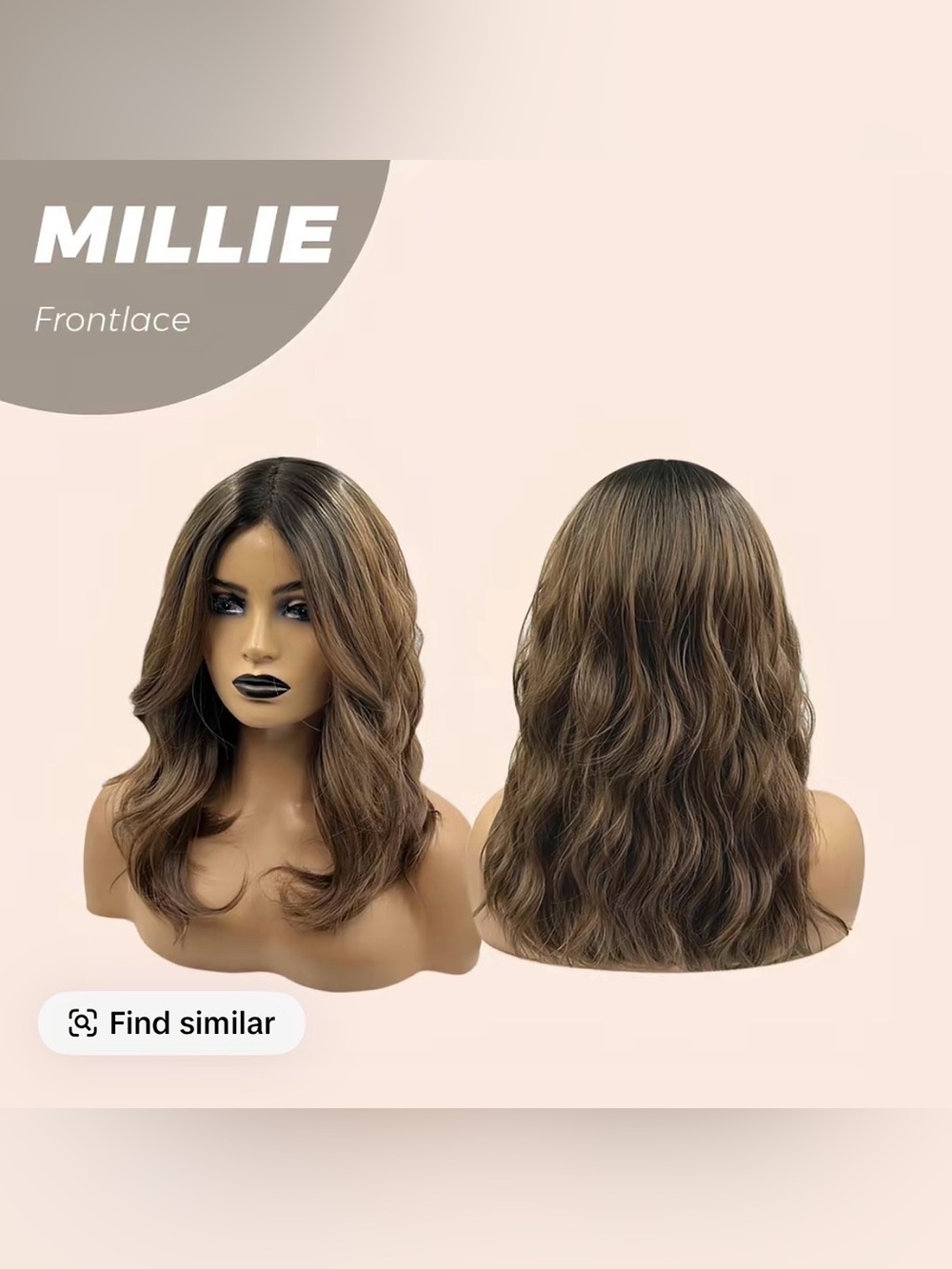 JBEXTENSION 17 Inches Wave Mocha With Dark Root Pre-Cut Frontlace Glueless Wig..